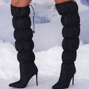 NWT Steve Madden Silhouette Black Quilted Over the Knee High Heel Boots 8.5